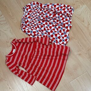 Hanna Andersson baby checkerboard woven dress & long sleeve rib knit dress 24m